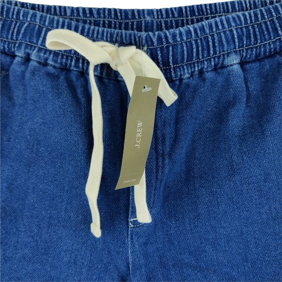 NWT J Crew Blue Indigo Denim Drawstring Sweat Shorts - Picture 4 of 8